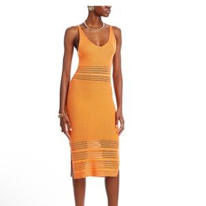 Aqua Orange Open-Knit Sleeveless Midi Dress